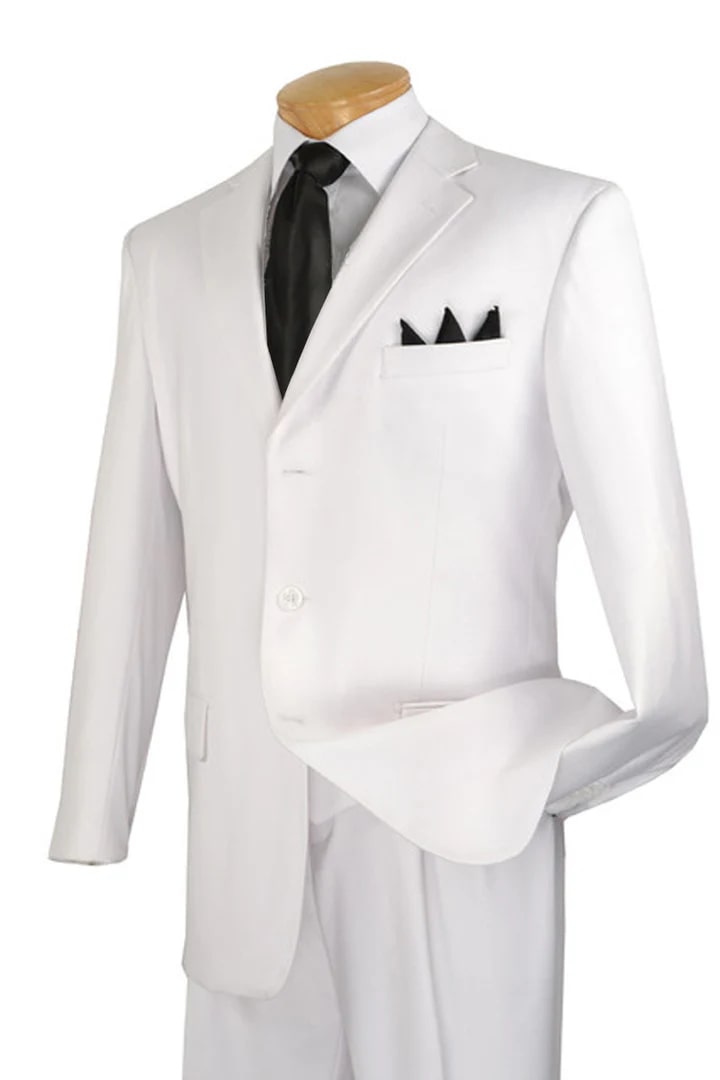 Cheap Priced Suit - Mens Classic 3 Button Regular Fit White Suit - 38 Short Jacket+32 Waist Adjustable 28to34)(Height: 5 4 to5 7 )(Neck  15-16.5)S-M)