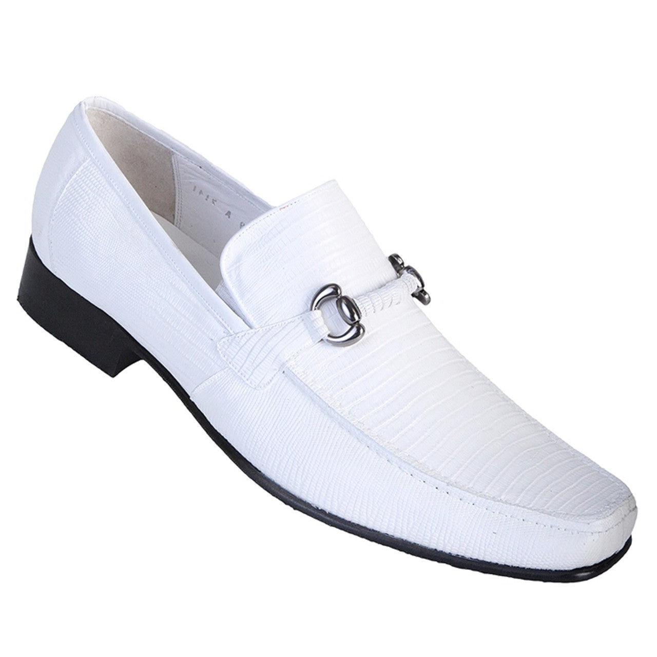 Los Altos White Genuine Teju Lizard Skin Slip-On Loafers - 8