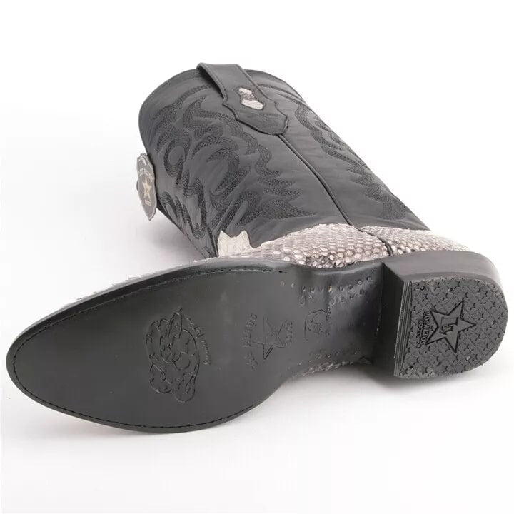 Los Altos Black & White Boots Genuine Python Skin - 8