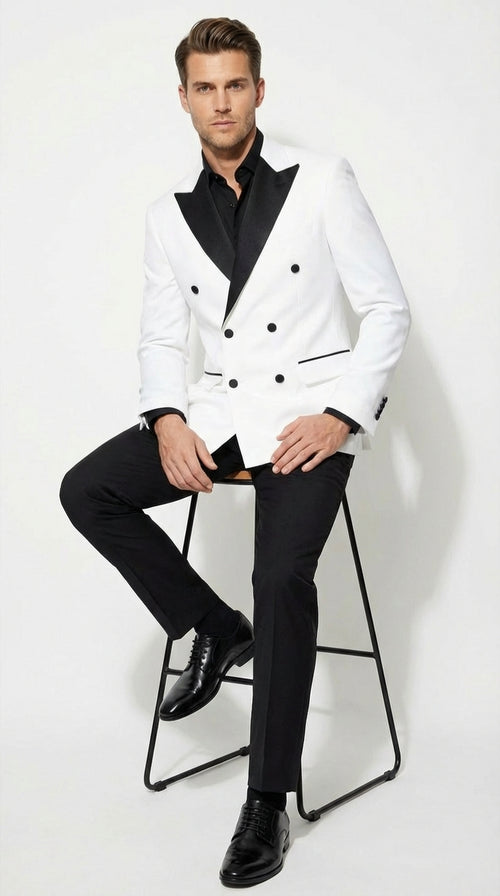 White Double Breasted Blazer 