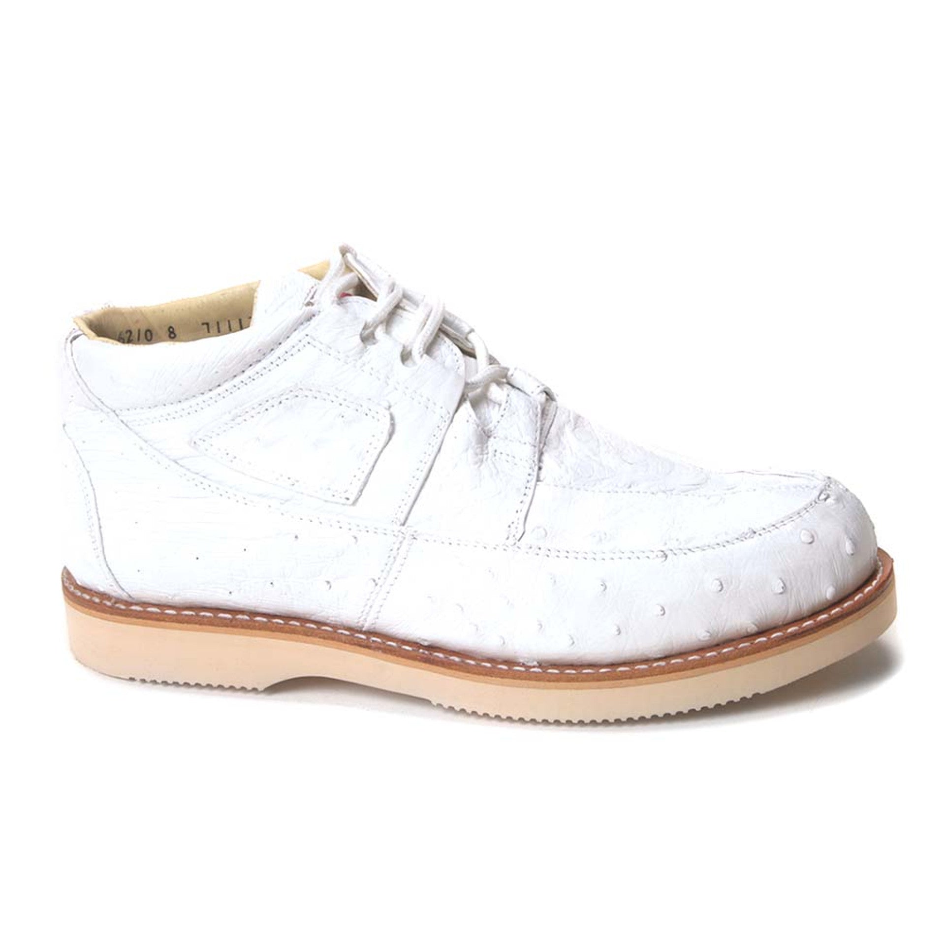 Los Altos Men's Casual White Full Ostrich Sneaker - 8