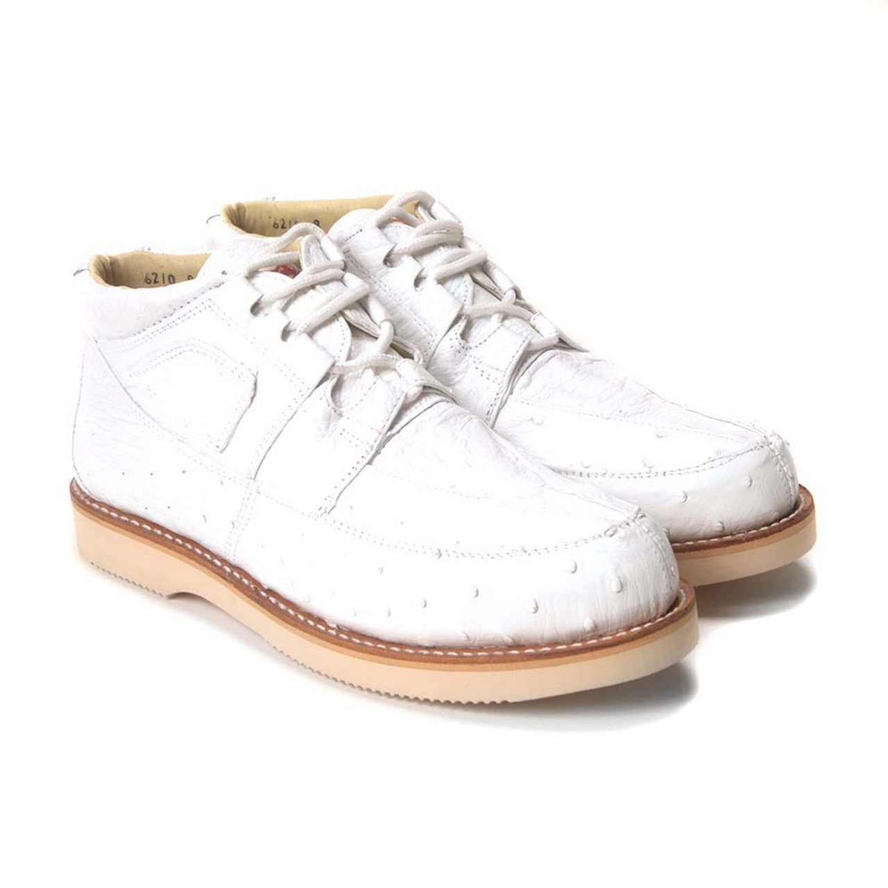 Los Altos Men's Casual White Full Ostrich Sneaker - 8