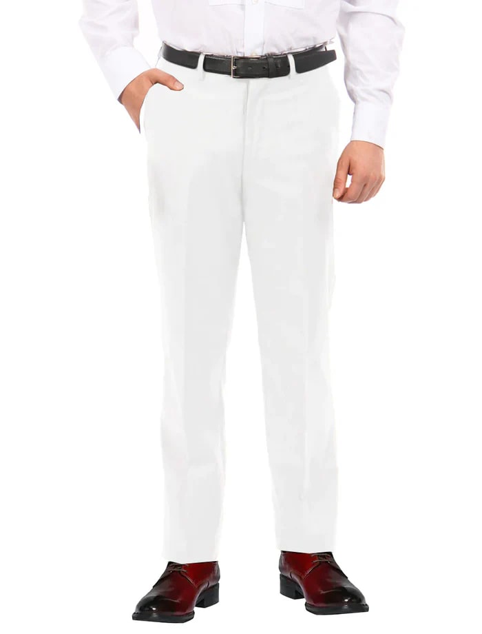 White Dress Pants Regular Leg Flat Front Pants Pre-Hemmed - Dress Size Pants : 28