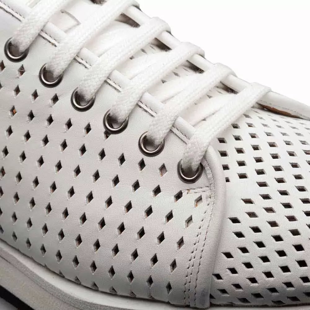 Mezlan Luce White Perforated Leather Sneaker - 8