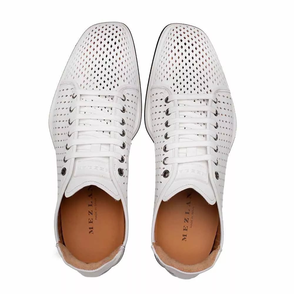 Mezlan Luce White Perforated Leather Sneaker - 8