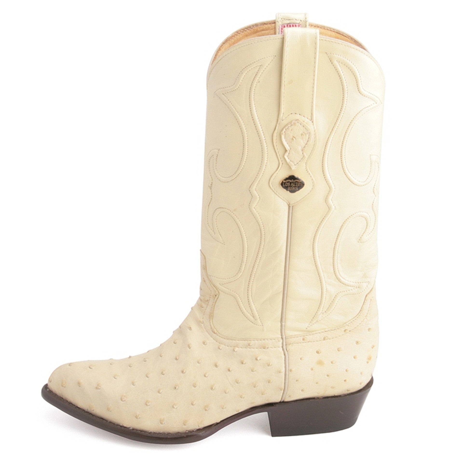 Los Altos Men's Winter White Genuine Full Quill Ostrich Boots - 6