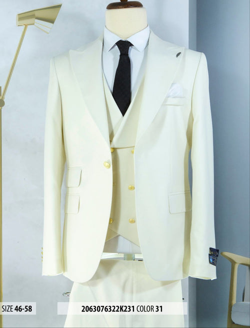 Mens Double breasted Suit - "Royal Blue" 1920s 1980s Style Peak Lapel Suits -Â  Back Side VentedÂ  Mens One Button Peak Lapel Vested Wool Suit with Gold buttons in Royal Blue white