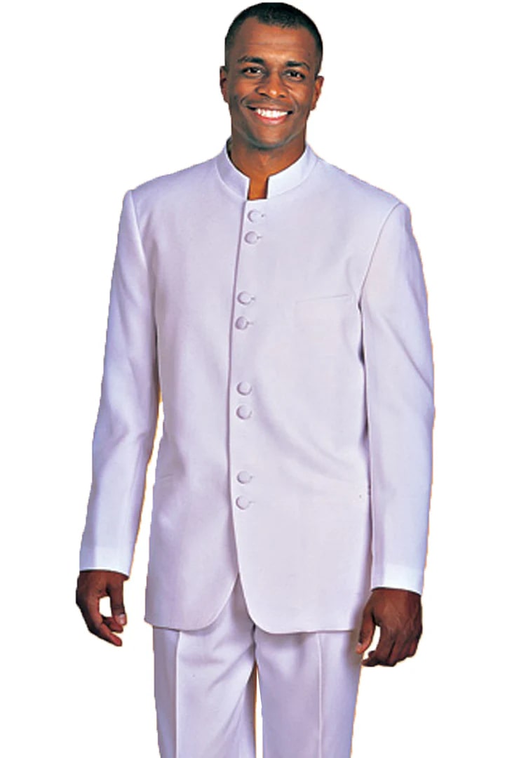 Cheap Suit - Mens Classic 8 Button Mandarin Collar White Suit