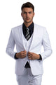 Cheap Priced Suit - Men's Two Button Slim Fit Vested Solid Basic Color White Suit