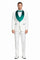 White and Teal Blue Lapel Tuxedo With Vest and Pants - Wedding Groom Suit