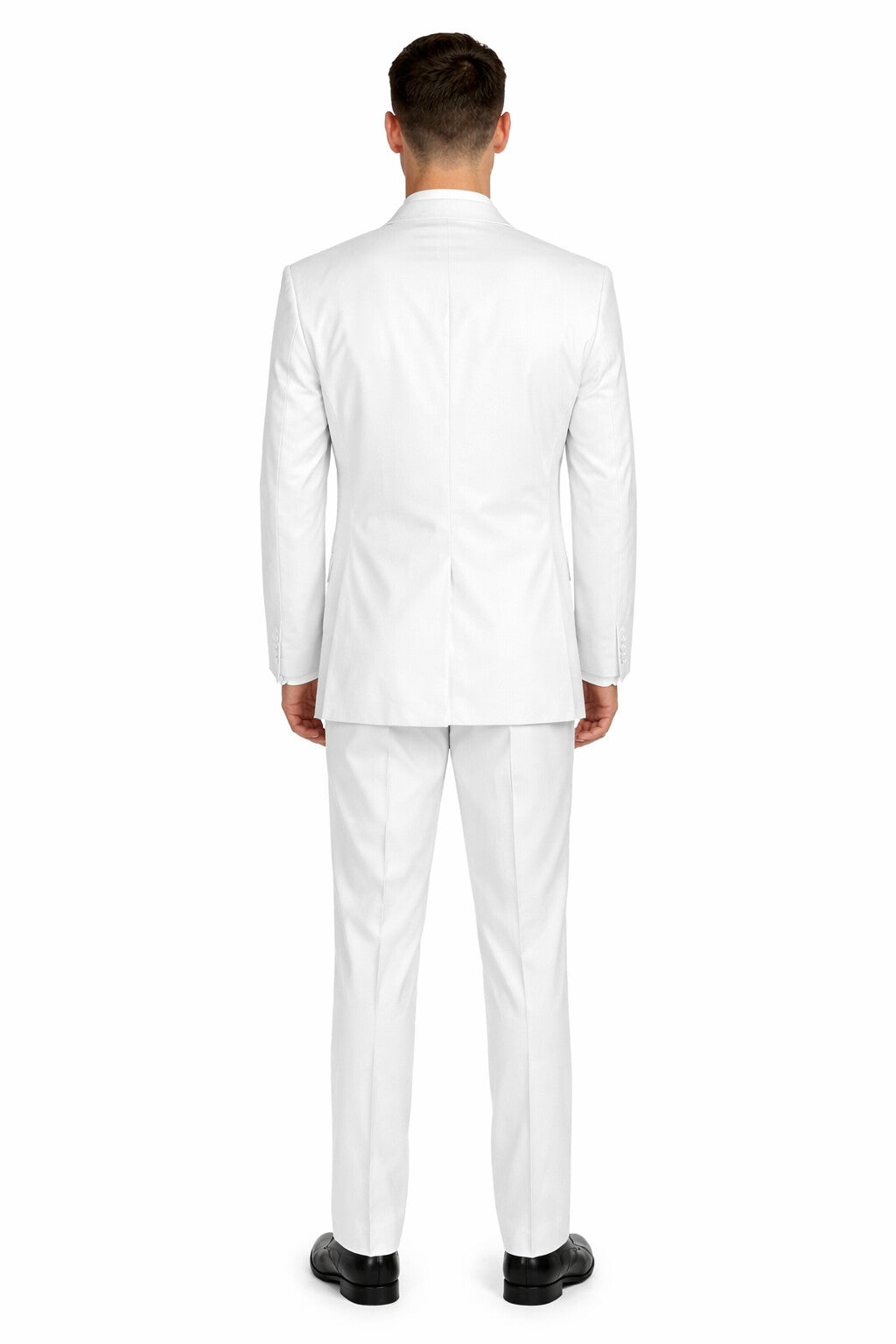 Mens Basic 2 Button Classic Fit Poplin Suit in White