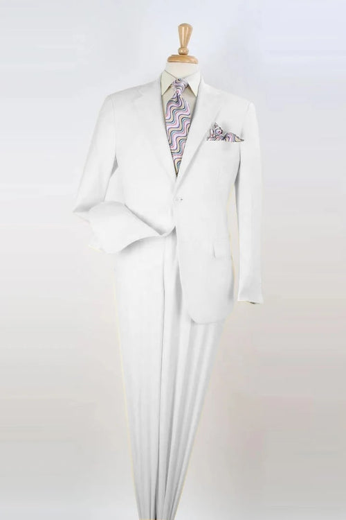 Cheap Priced Suit -  Mens Two Button Modern Fit Two Piece White Suit
