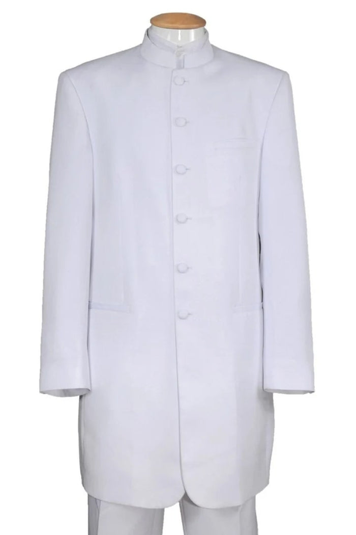 Cheap Priced Suit - Mens Long Mandarin Collar Zoot Suit White Tuxedo