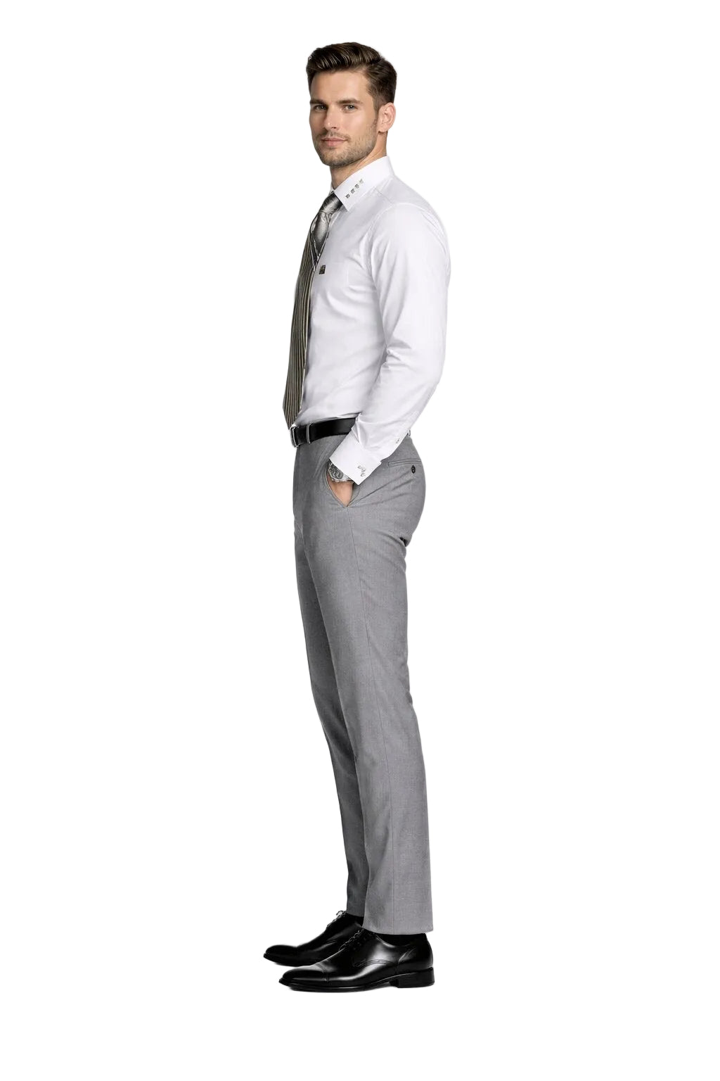 French Cuff + Tie + Handkerchief Men's Dress Shirt With Tie