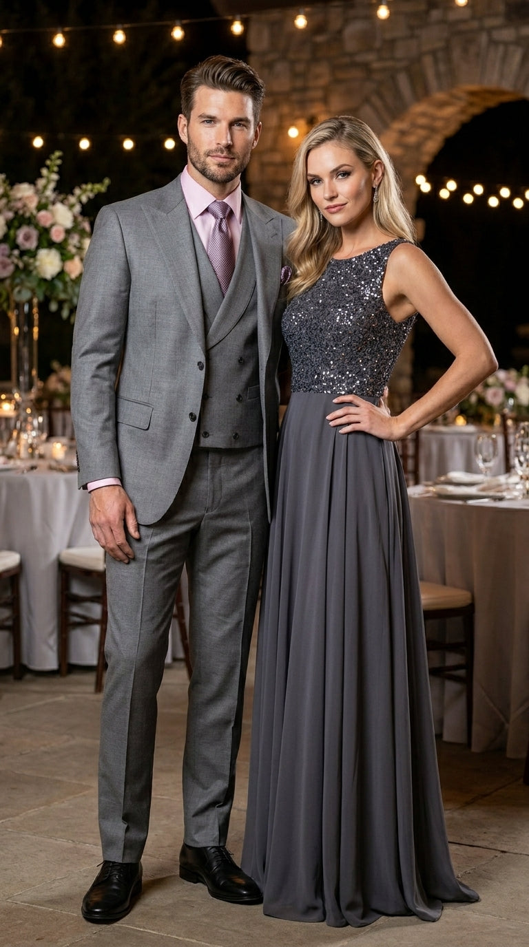 Charcoal Modern Fit 3-Piece Suit with Lapel Vest & Adjustable Pants