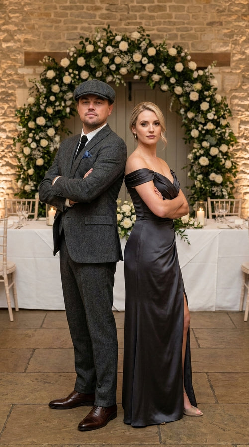 Men’s Charcoal 1920s Gangster 3 Piece Suit, Great Gatsby Formal Outfit for Weddings, Prom, Parties, and Theme Events