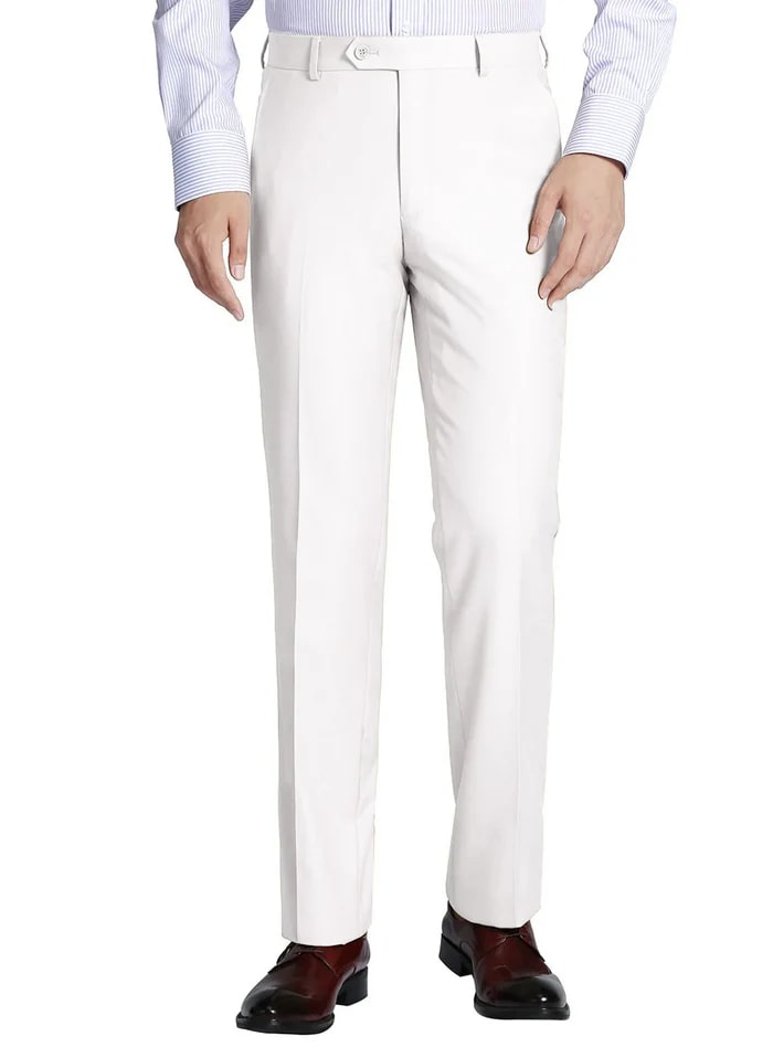 White Slim Fit Dress Pants Flat Front Pre-hemmed - dress size pants : 28