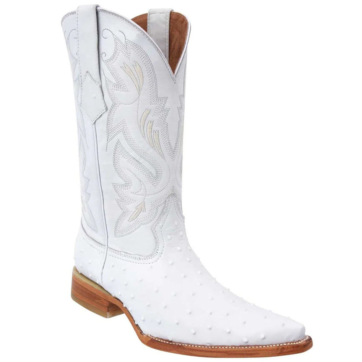 Mens White Diamond Boot White Ostrich Print Western Boots Pointy Toe Pointed Toe - 6