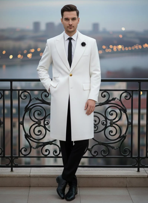 Mens White Velvet Victorian Tailcoat Tuxedo Three Quarter Length Cutaway Stage And Wedding Jacket