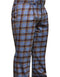 Mens Designer Wool Pleated Wide Leg Dress Pants in Blue and Brown Plaid