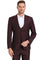 Cheap priced Suit- Men's Two Button Vested Peak Lapel Sharkskin Burgundy Suit  Windowpane Plaid