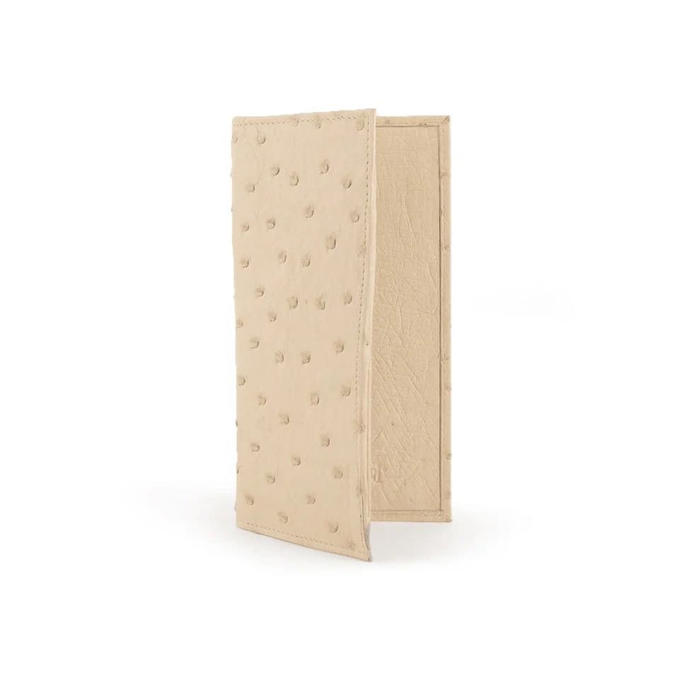 Ferrini Full Quill Ostrich Checkbook Winter White - One Size