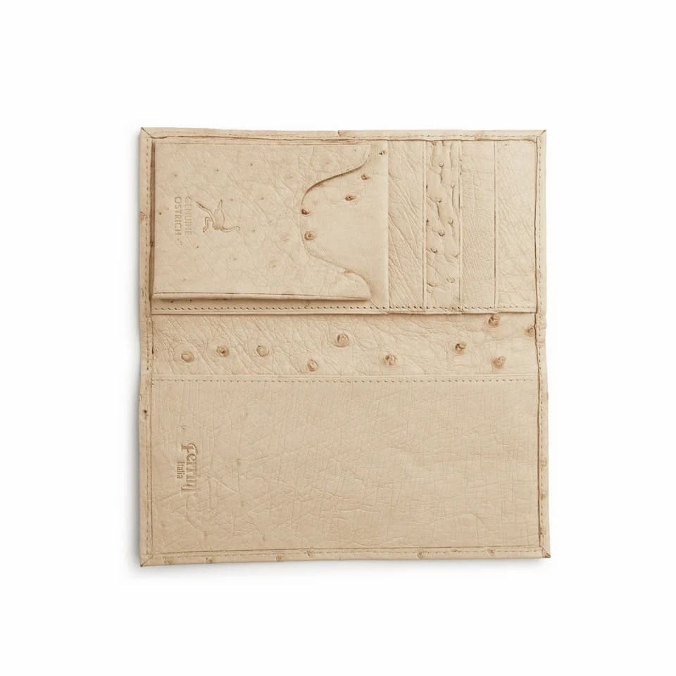 Ferrini Full Quill Ostrich Checkbook Winter White - One Size