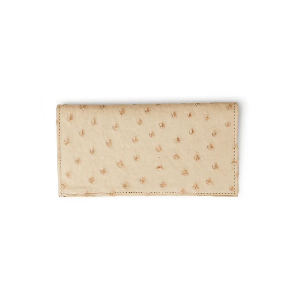 Ferrini Full Quill Ostrich Checkbook Winter White - One Size