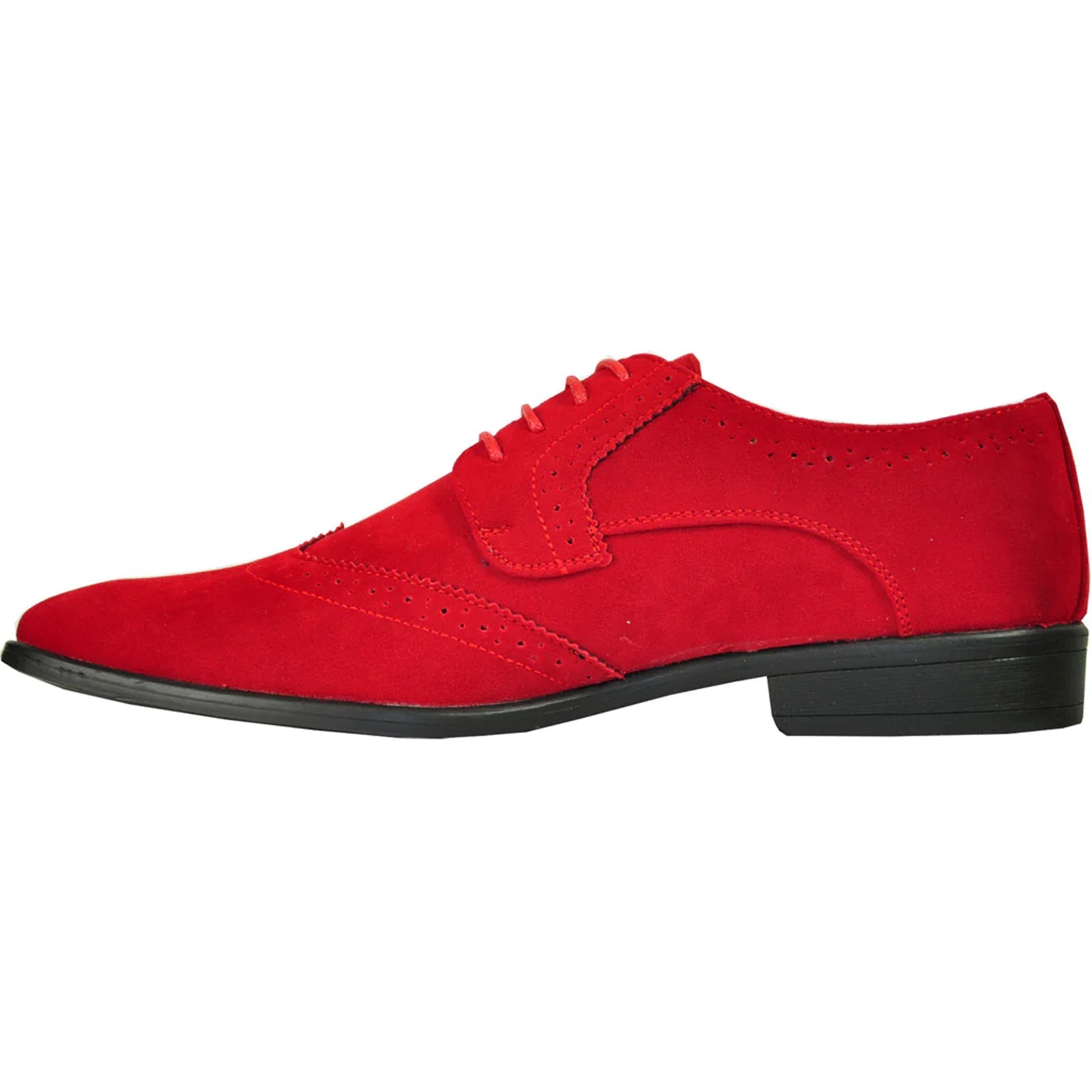 "Red Vegan Suede Wingtip Dress Shoe for Men - Wedding & Prom Lace Up"