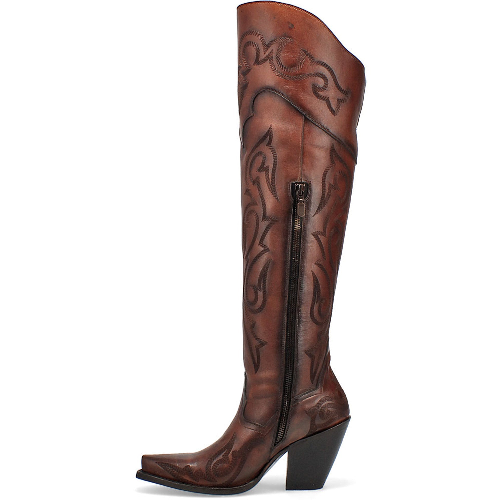 Dan Post Womenâ€™s Seductress Chestnut 20 Snip Toe Zipper Boot - 6M