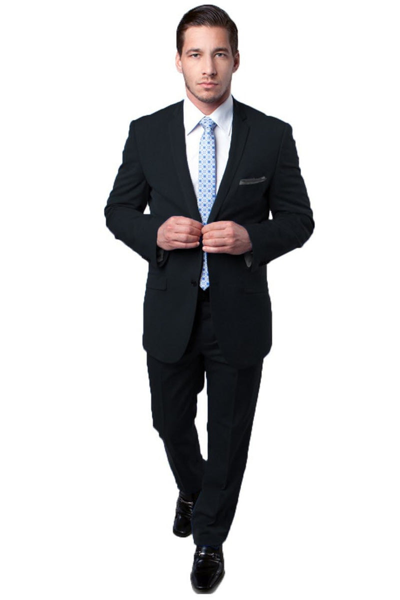 "Black Slim Fit Men's Travel Suit - Two Button Style" - 34 Short