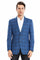 "Double Windowpane Plaid Blazer for Men - Regular Fit, Dark Blue"