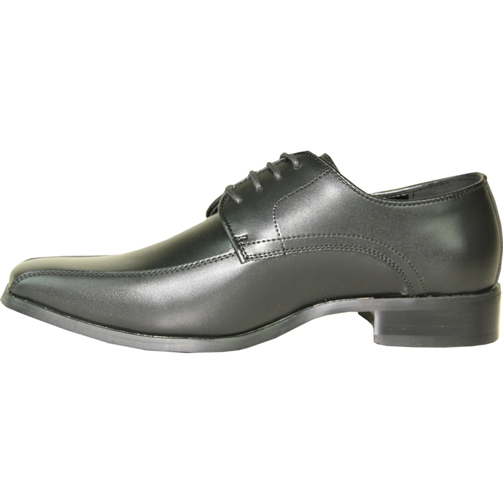 "Black Classic Men's Dress Shoe - Square Pointy Toe Bicycle Style"