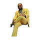 Yellow Buttons Closure Single Breasted Shawl Lapel Overcoat
