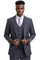 Men's Stacy Adams One Button Peak Lapel Double Breasted Vest Suit in Charcoal Grey Plaid