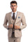 "Men's Slim Fit Two Button Vested Suits - Solid Medium Tan"