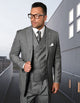 Mens Gangster Pinstripe 2 Button Double Breasted Grey Vest Suit