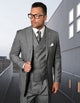 Mens Gangster Pinstripe 2 Button Double Breasted Vest  homecoming Suit in Grey