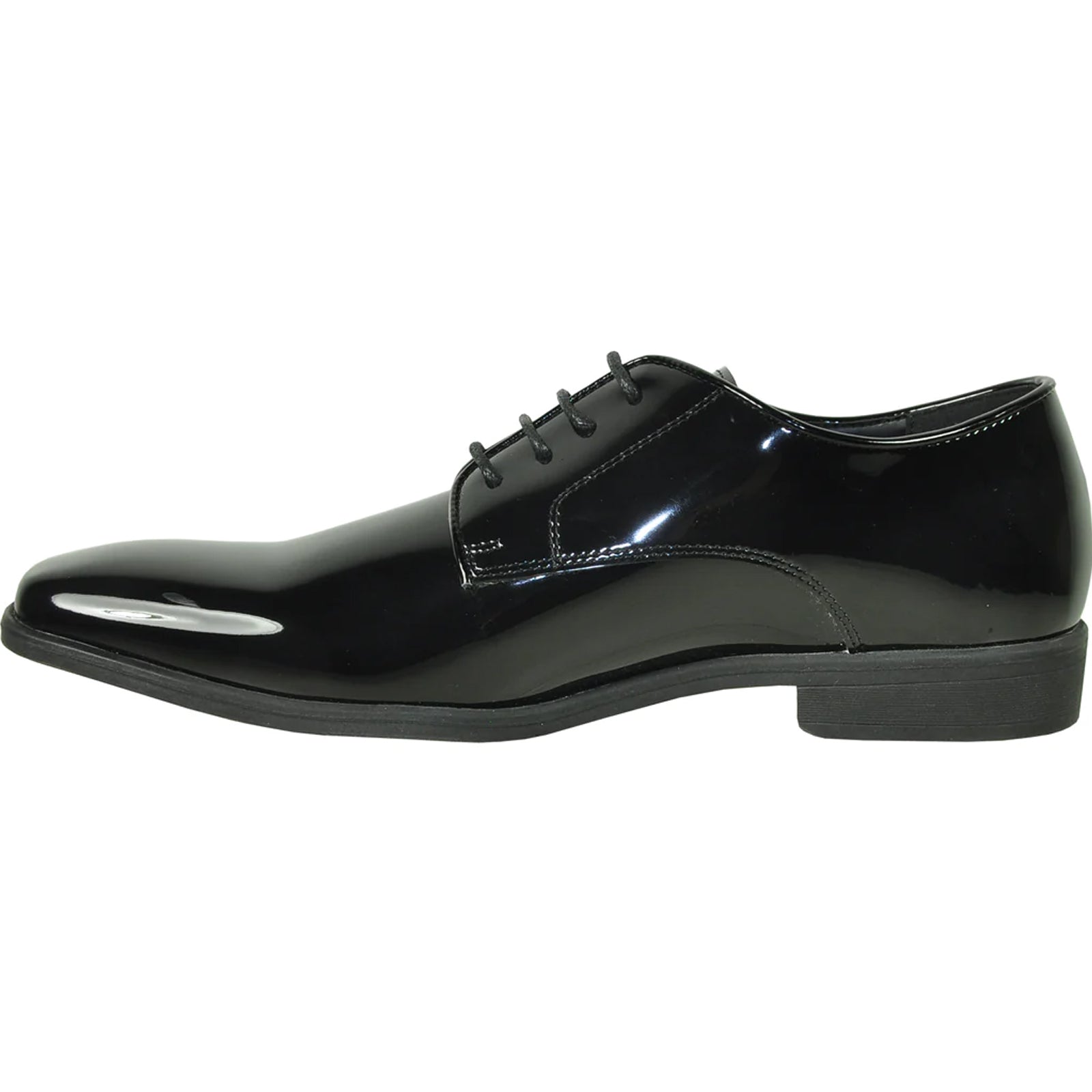 "Black Patent Plain Toe Tuxedo Dress Shoe for Men"