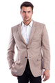 "Men's Regular Fit Sport Coat - Two Button, Tan & Blue Windowpane Plaid"