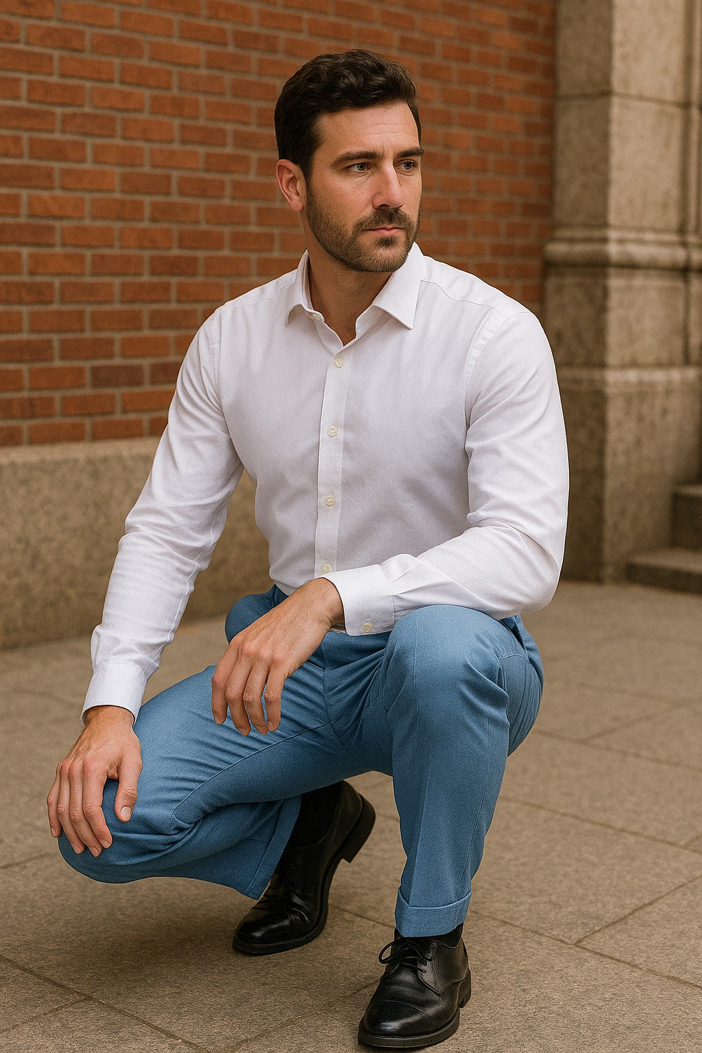 Zacchi Mens Dress Pleated Blue Slacks - Colorful Pants - dress size pants : 28 Unfinished bottom