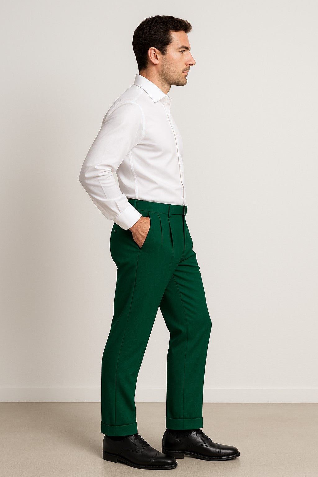 Zacchi Mens Dress Pleated Green Slacks - Colorful Pants - dress size pants : 28 Unfinished bottom