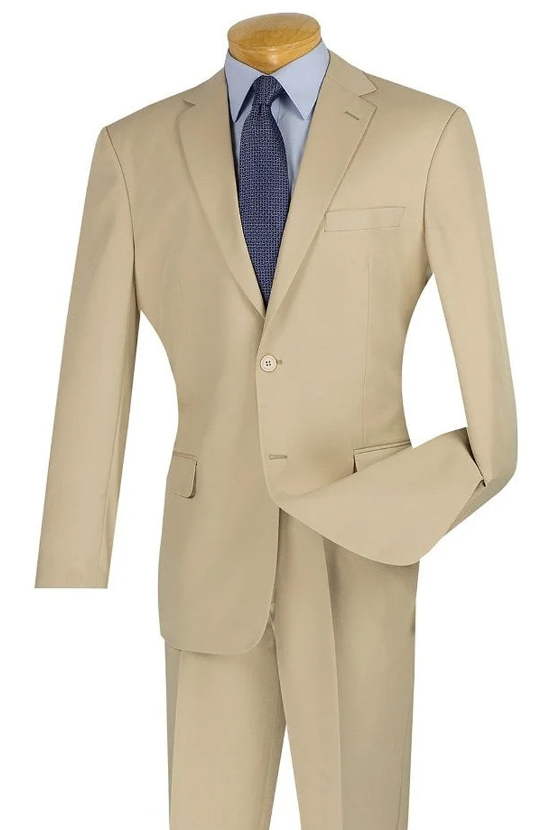 "Modern Fit Wool Feel Men's Two-Button Suit in Tan"