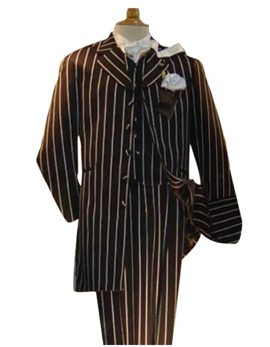 Mens Vested  Bold Gangster  Pinstripe Zoot Suit