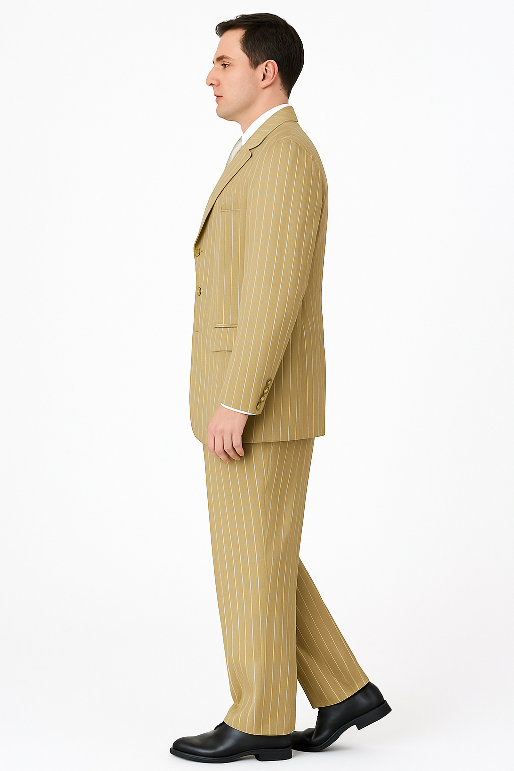 Beige Pinstripe Business Suit â€“ 3-Piece Professional Wear