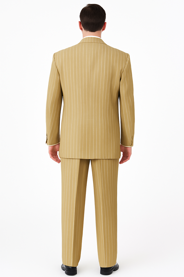 Beige Pinstripe Business Suit â€“ 3-Piece Professional Wear