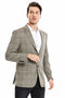 "Men's Regular Fit Double Windowpane Plaid Blazer - Two Button Tan"