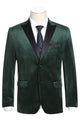 "Velvet Prom 2025 Tuxedo Blazer, Men's Two-Button Peak Lapel in Hunter Green"