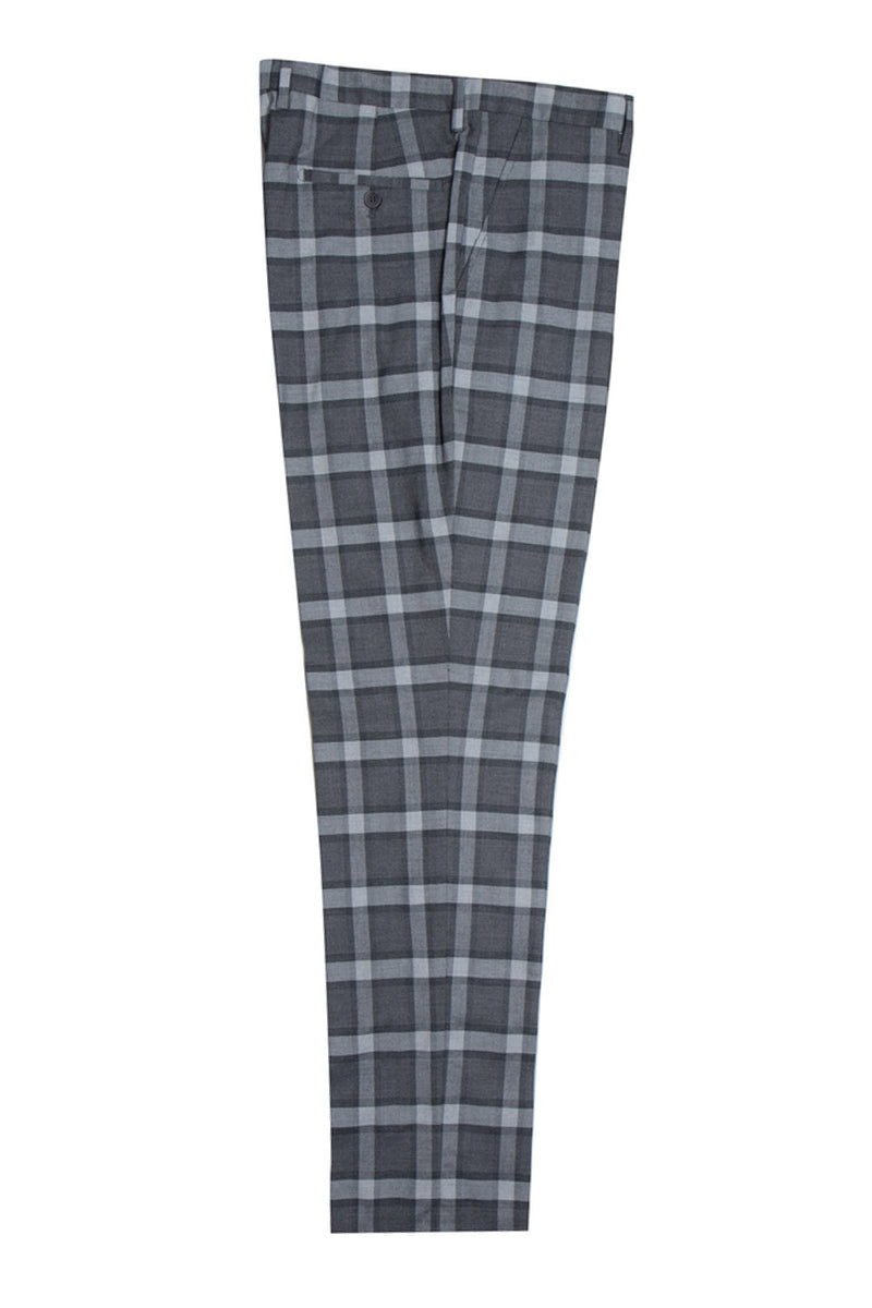 Mens Stacy Adams Suit -Stacy Adams Suit Men's Double Breasted Suit - Black & Grey Windowpane Plaid - 34 Regular