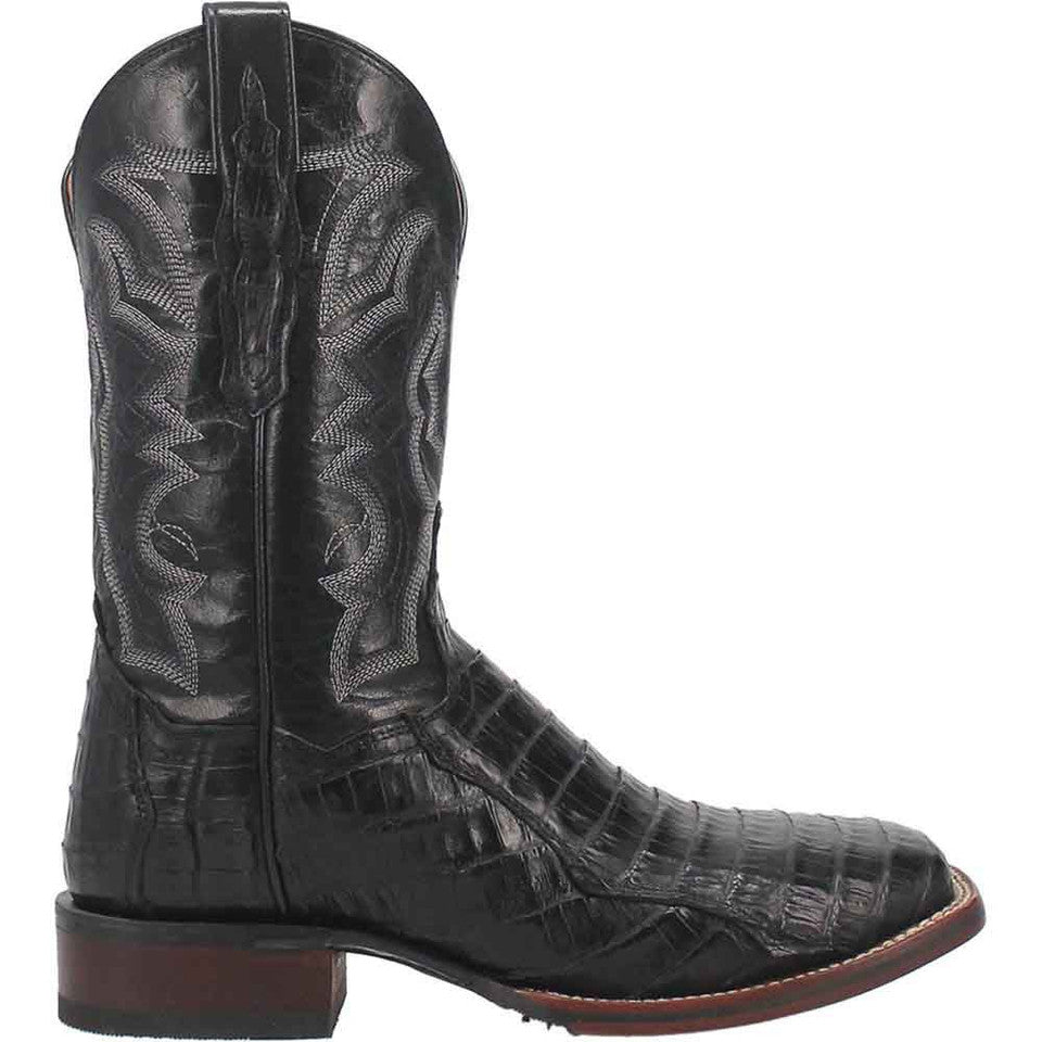 Dan Post Cowboy Certified Kingsly Caiman Square Toe Black Boot - 8D